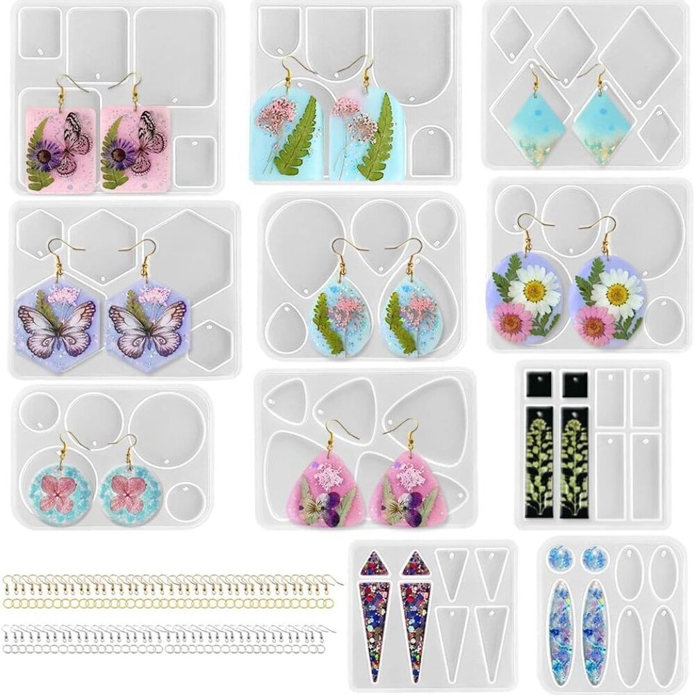 Earrings Molds with Varieties of Shapes and Sizes, 171Pcs Resin Jewelry Making K